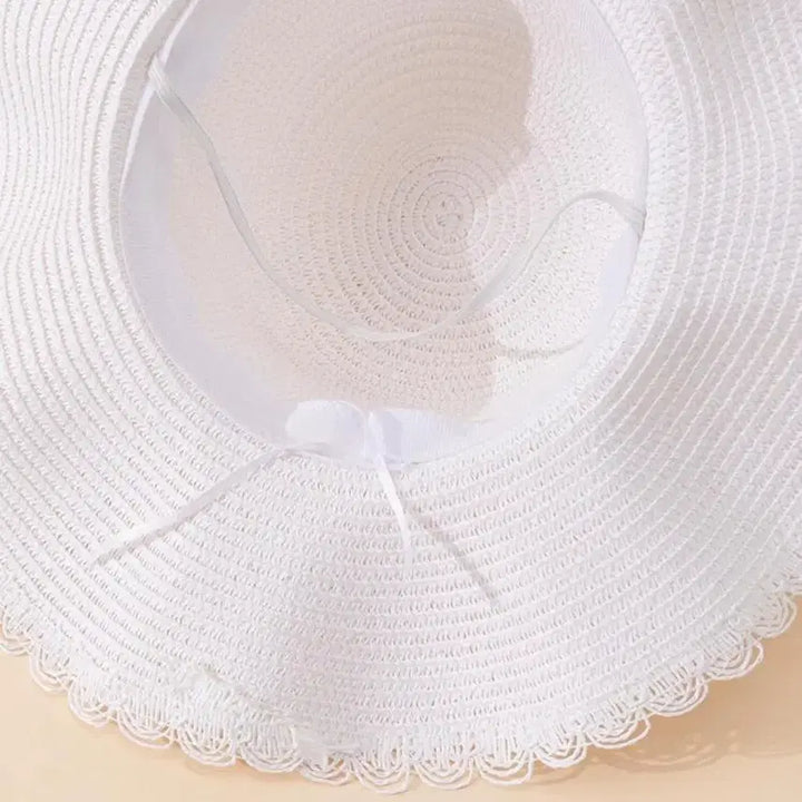 [BUNJANG] White Ribbon Straw Hat / 화이트 리본 밀짚모자 새상품