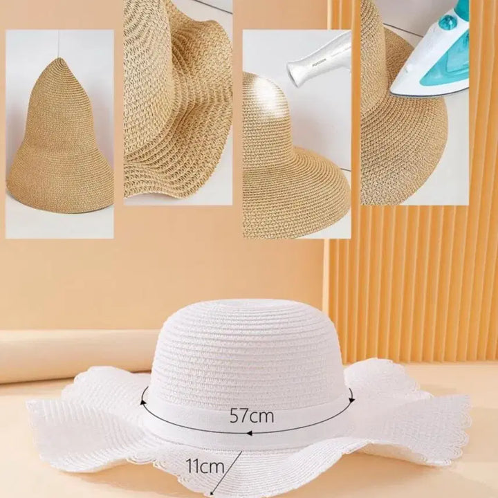 [BUNJANG] White Ribbon Straw Hat / 화이트 리본 밀짚모자 새상품