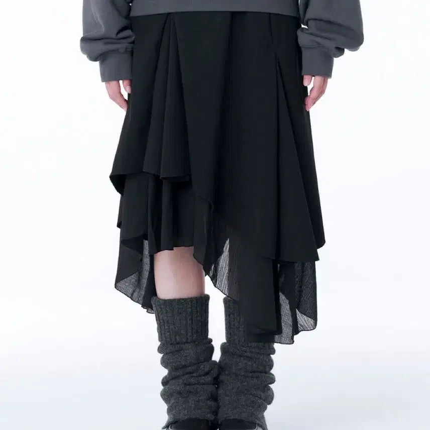 [BUNJANG] Miseki Seoul Unbalanced Layered Skirt - Black / [새상품] 미세키서울 언발란스 레이어드 스커트 블랙 2