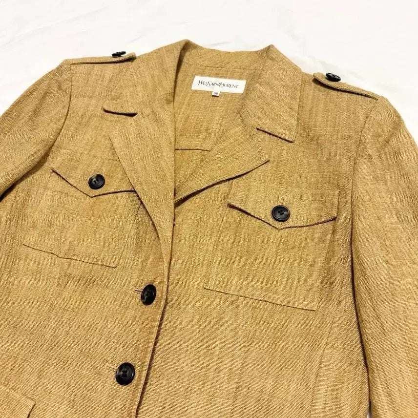 [BUNJANG] Yves Saint Laurent 90s Linen Military Jacket / 생로랑 - 90s 리넨 밀리터리 자켓
