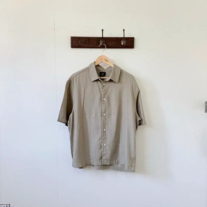 [BUNJANG] H&amp;M Loose Fit Beige Linen Short Sleeve Shirt M / 빈티지 루즈핏 베이지 반팔 셔츠 M