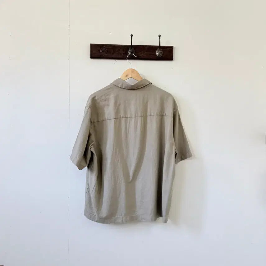 [BUNJANG] H&amp;M Loose Fit Beige Linen Short Sleeve Shirt M / 빈티지 루즈핏 베이지 반팔 셔츠 M