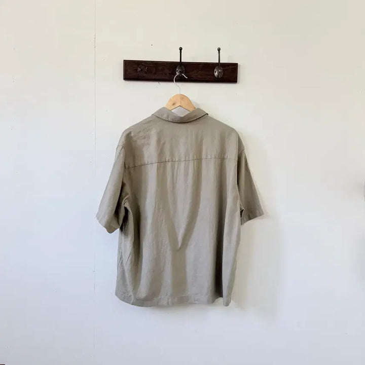 [BUNJANG] H&amp;M Loose Fit Beige Linen Short Sleeve Shirt M / 빈티지 루즈핏 베이지 반팔 셔츠 M