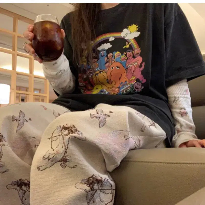 [BUNJANG] Marbling Angel Jacquard Pants / 마블링 엔젤 자카드 팬츠