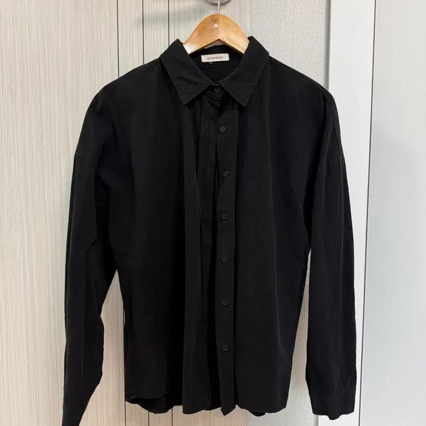 [BUNJANG] Slow and Boy Autumn Single-Button Shirt (Fleece), Black / [옷장정리]슬로우앤드 보이 어텀 단작셔츠 기모 블랙