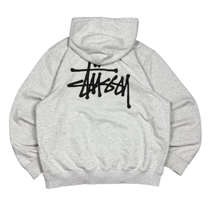 [BUNJANG] Stussy Grey Stock Logo Zip-Up Hoodie / 스투시 그레이 스탁 후드집업