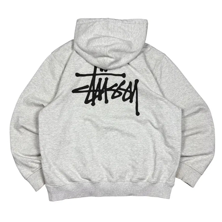 [BUNJANG] Stussy Grey Stock Logo Zip-Up Hoodie / 스투시 그레이 스탁 후드집업