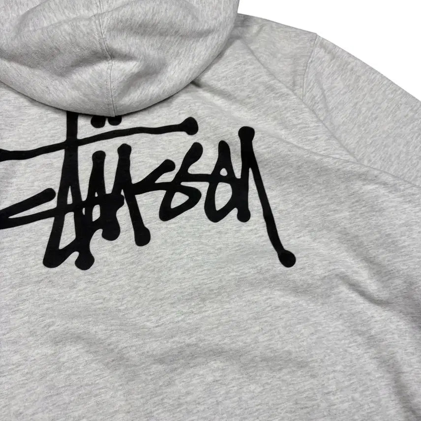 [BUNJANG] Stussy Grey Stock Logo Zip-Up Hoodie / 스투시 그레이 스탁 후드집업
