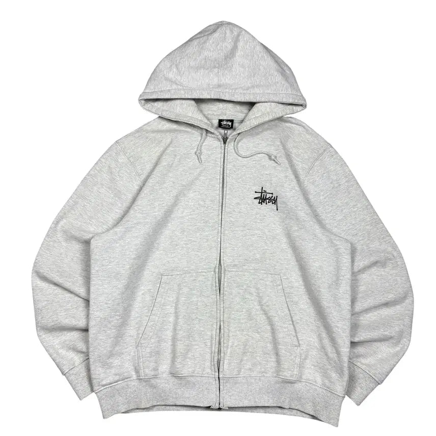 [BUNJANG] Stussy Grey Stock Logo Zip-Up Hoodie / 스투시 그레이 스탁 후드집업