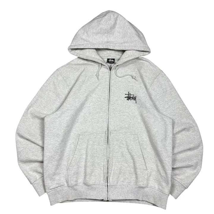 [BUNJANG] Stussy Grey Stock Logo Zip-Up Hoodie / 스투시 그레이 스탁 후드집업