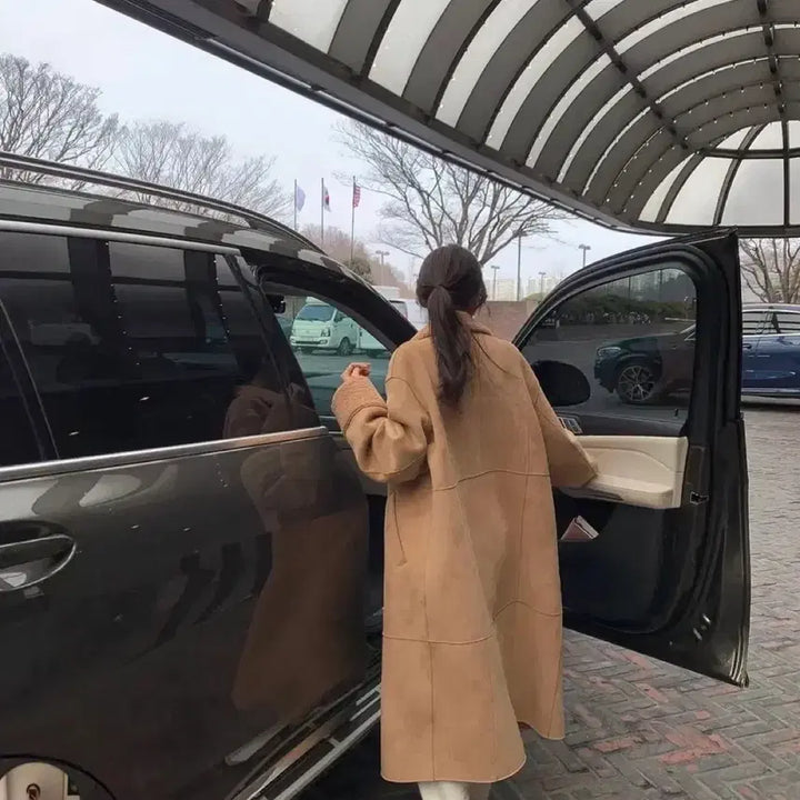 [BUNJANG] Fraise Mustang Camel Beige Jacket / 프라이 무스탕 카멜베이지 시에 정다나 착용