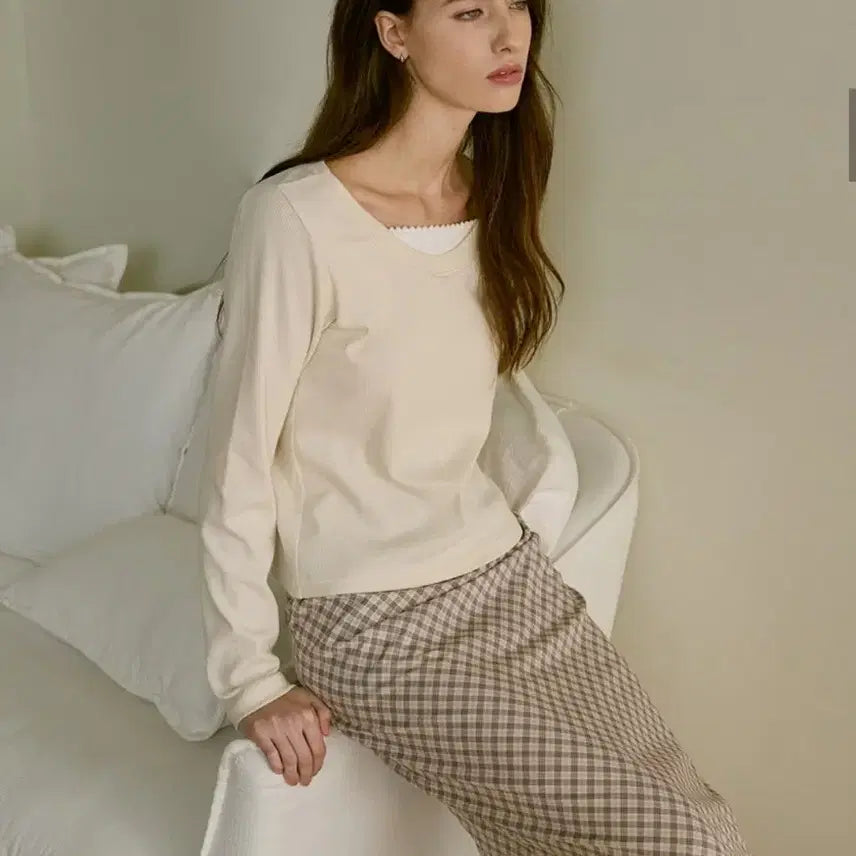 [BUNJANG] Letter From Moon Mareni Layered T-Shirt Ivory / (새상품)레터프롬문 마레니 레이어드 티 아이보리