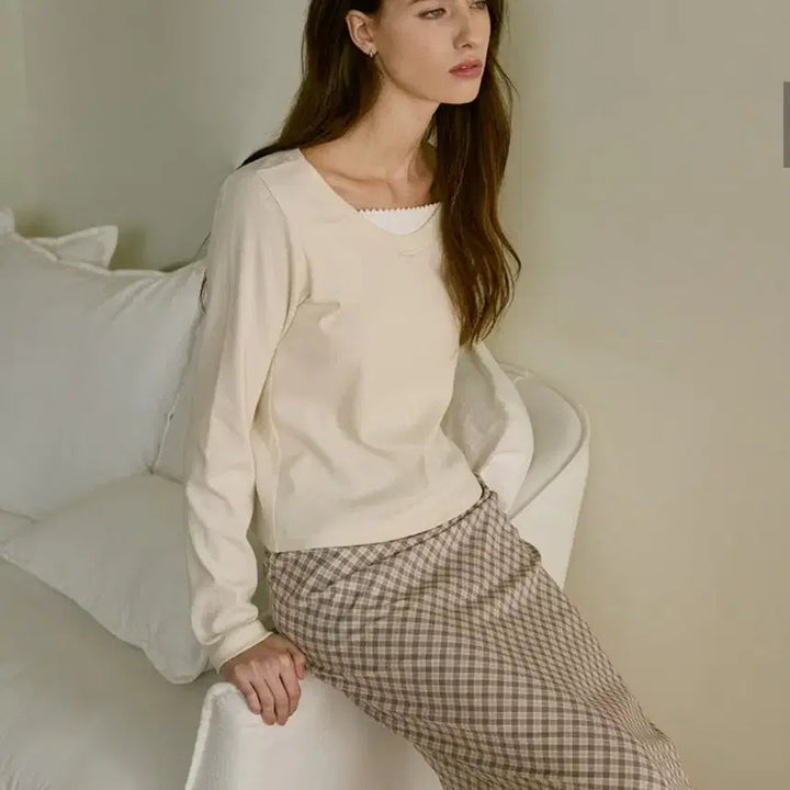 [BUNJANG] Letter From Moon Mareni Layered T-Shirt Ivory / (새상품)레터프롬문 마레니 레이어드 티 아이보리