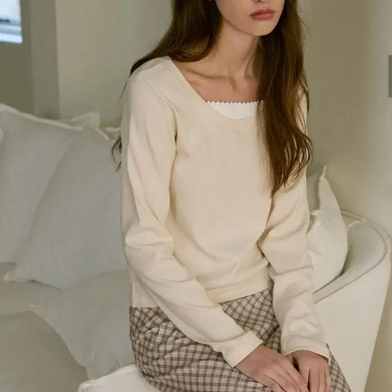 [BUNJANG] Letter From Moon Mareni Layered T-Shirt Ivory / (새상품)레터프롬문 마레니 레이어드 티 아이보리
