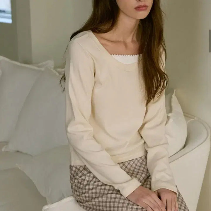 [BUNJANG] Letter From Moon Mareni Layered T-Shirt Ivory / (새상품)레터프롬문 마레니 레이어드 티 아이보리