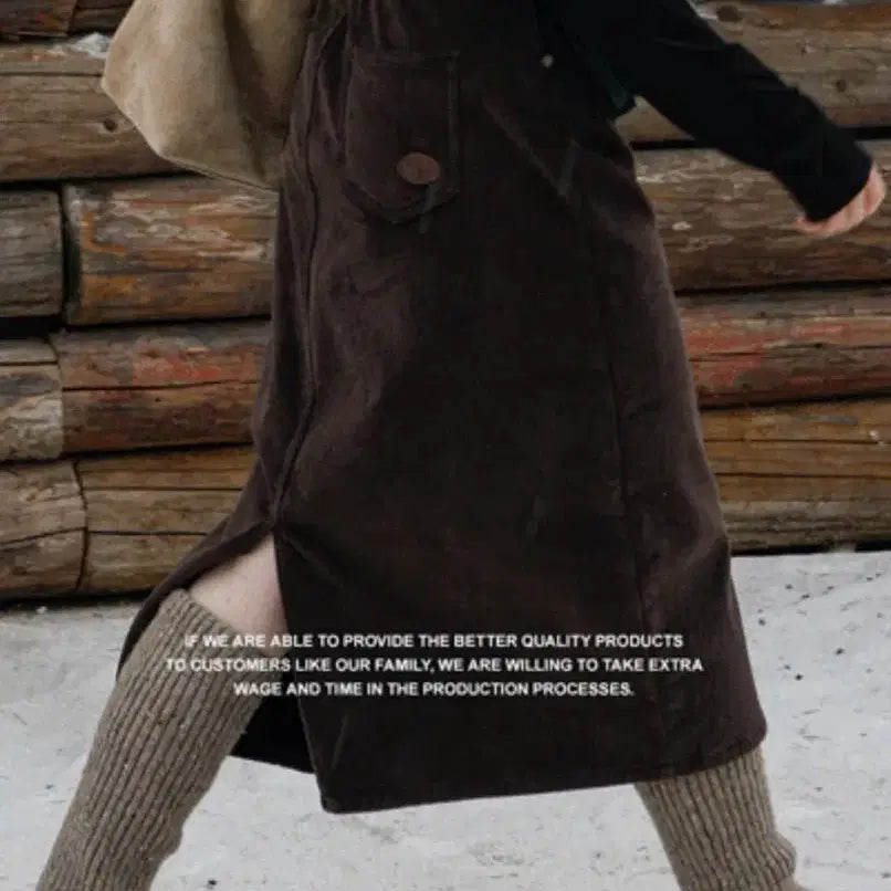 [BUNJANG] Pigment Corduroy Long Skirt Brown 55 / (피그먼트) 코듀로이 밴딩 롱스커트 브라운 55