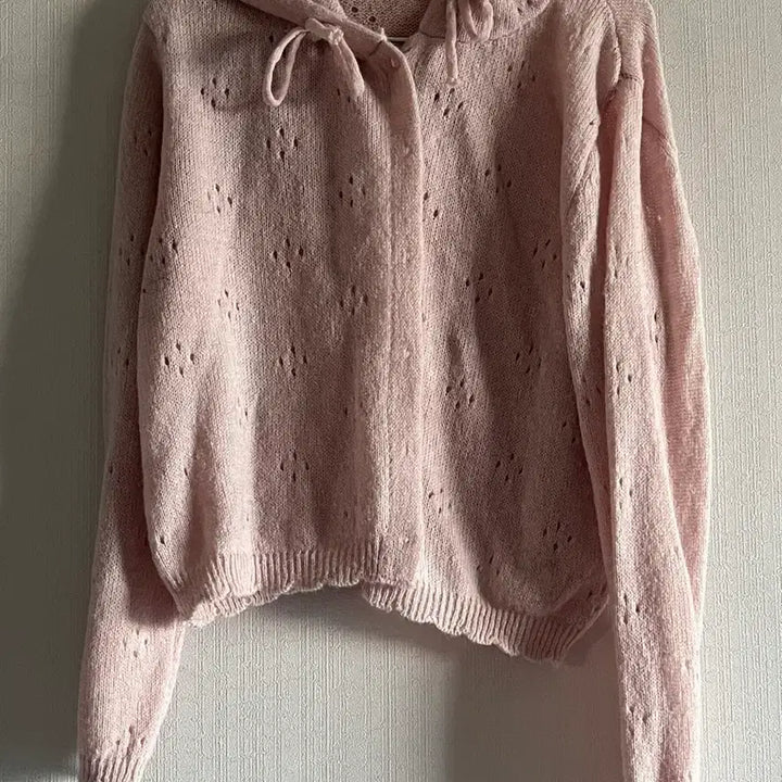 [BUNJANG] The Pink Knit Hooded Zip-up Pink / 더핑크 니트 후드집업 핑크