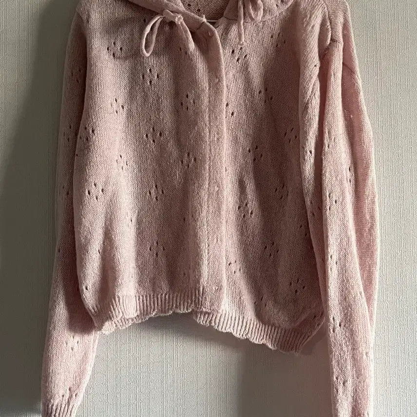 [BUNJANG] The Pink Knit Hooded Zip-up Pink / 더핑크 니트 후드집업 핑크