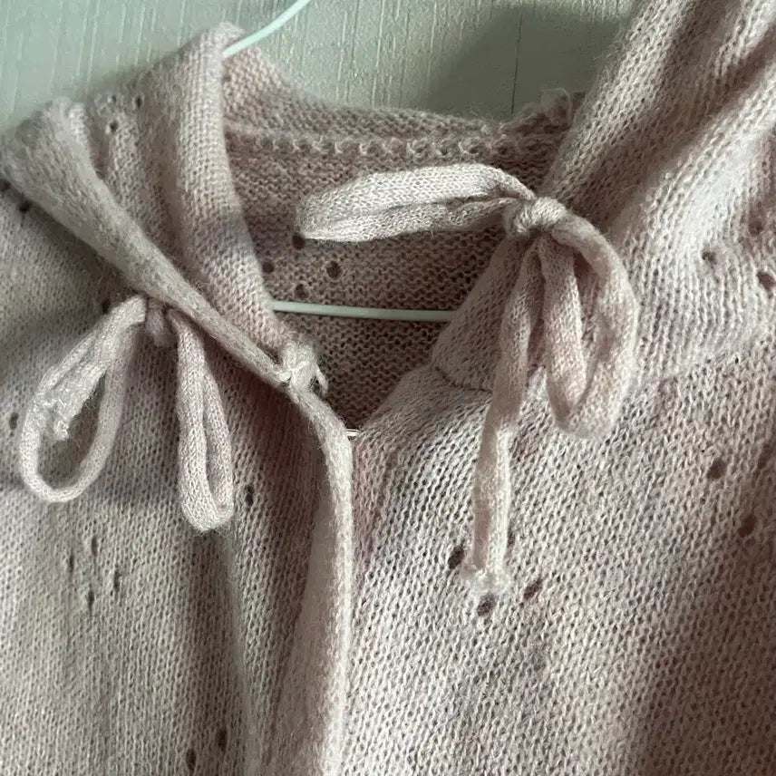 [BUNJANG] The Pink Knit Hooded Zip-up Pink / 더핑크 니트 후드집업 핑크