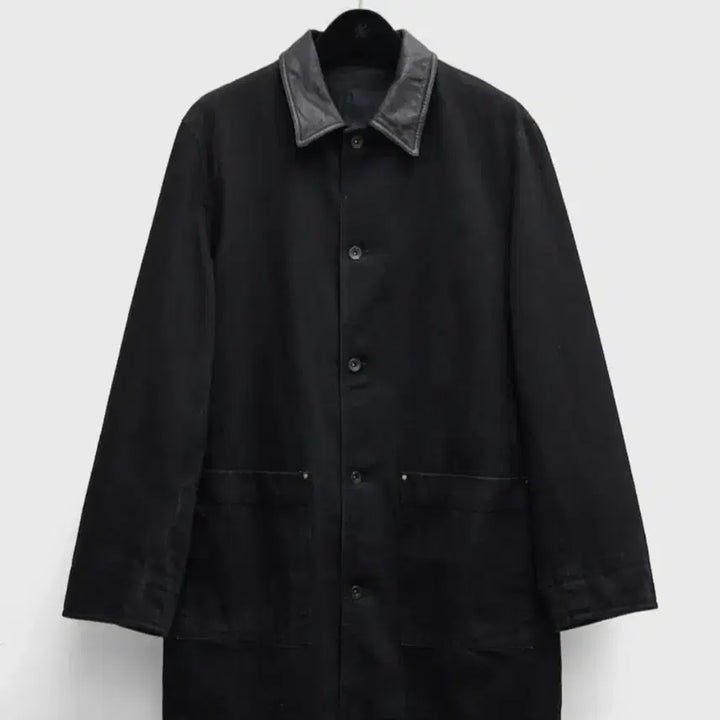 [BUNJANG] Youth Leather Collar Denim Half Coat - Black / 유스 레더 카라 데님 하프 코트 블랙  youth 26ss 새제품