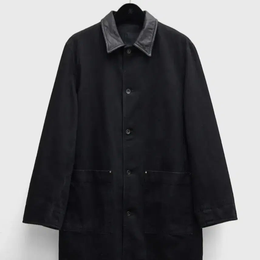 [BUNJANG] Youth Leather Collar Denim Half Coat - Black / 유스 레더 카라 데님 하프 코트 블랙  youth 26ss 새제품