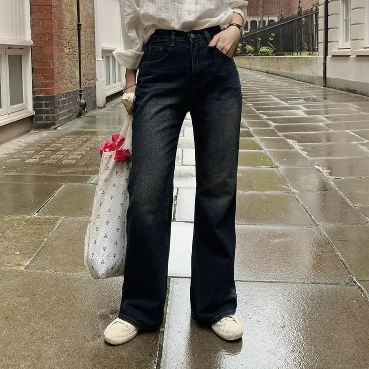 [BUNJANG] Slowand Hourmute Semi Bootcut Denim Pants Dark Indigo XS / [옷장정리]슬로우앤드 아워뮤트 세미부츠컷 데님팬츠 다크진청 XS