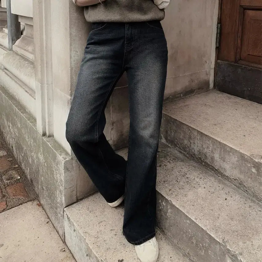 [BUNJANG] Slowand Hourmute Semi Bootcut Denim Pants Dark Indigo XS / [옷장정리]슬로우앤드 아워뮤트 세미부츠컷 데님팬츠 다크진청 XS