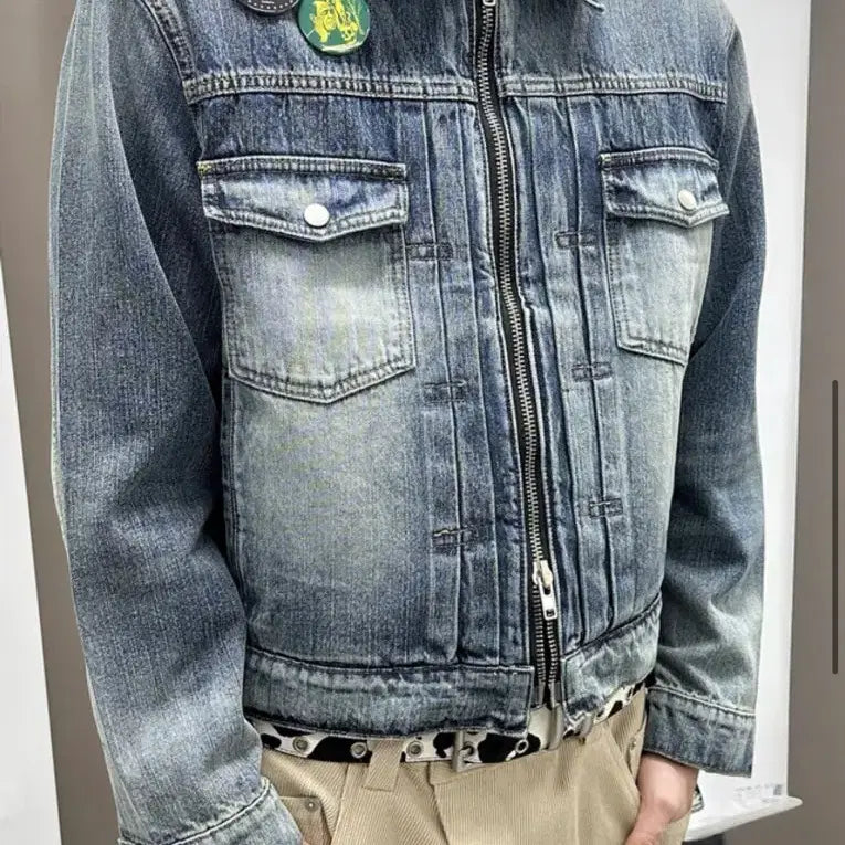 [BUNJANG] Kamien Crop Trucker Denim Jacket / (1size) 카미엔 크롭 트러커 데님 자켓