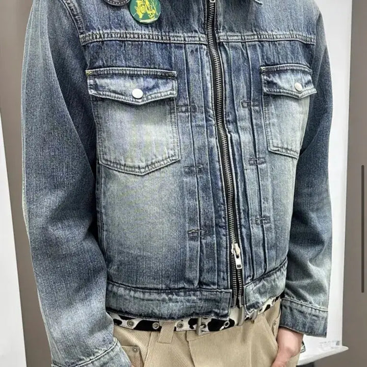 [BUNJANG] Kamien Crop Trucker Denim Jacket / (1size) 카미엔 크롭 트러커 데님 자켓