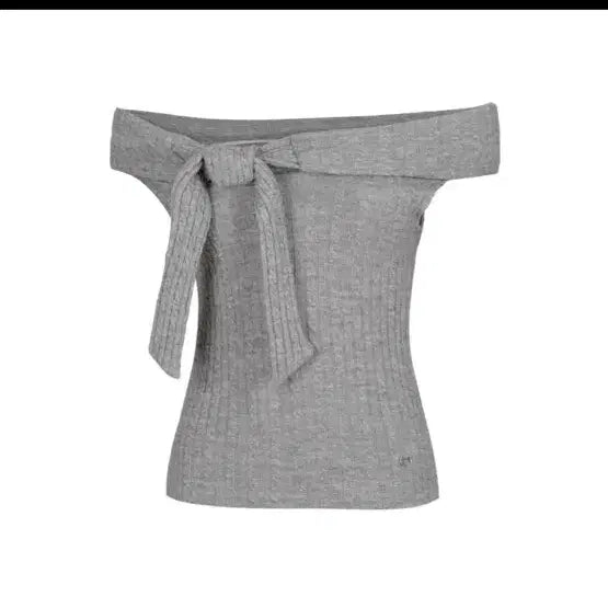 [BUNJANG] Forring Ribbon Off-shoulder Knit Top / 포어링 리본 오프숄더 니트 탑