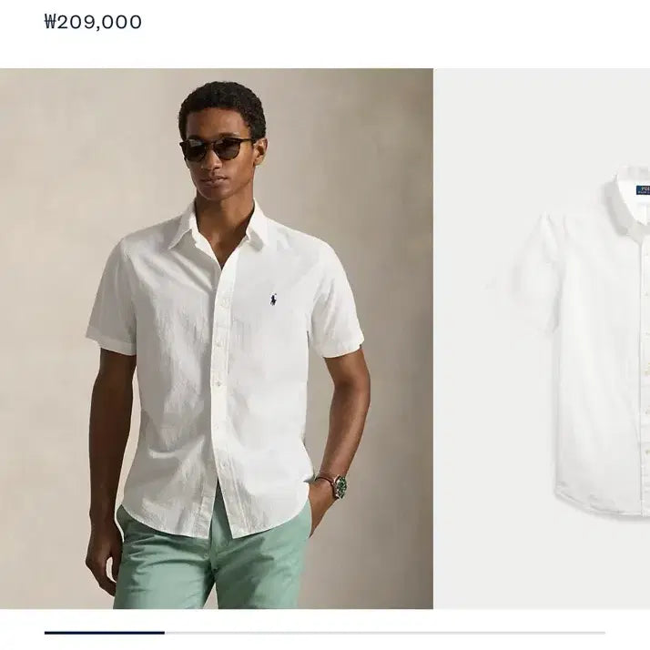 [BUNJANG] Polo Ralph Lauren Seersucker Short Sleeve Shirt / 폴로 랄프로렌 시어서커 반팔 셔츠 화이트 M