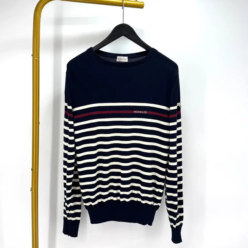 [BUNJANG] Moncler Striped Knit Sweater Navy / [XL사이즈] 몽클레어 스트라이프 니트 네이비