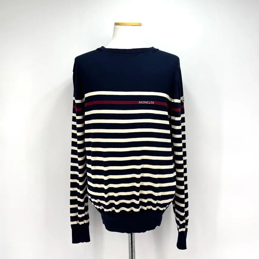 [BUNJANG] Moncler Striped Knit Sweater Navy / [XL사이즈] 몽클레어 스트라이프 니트 네이비