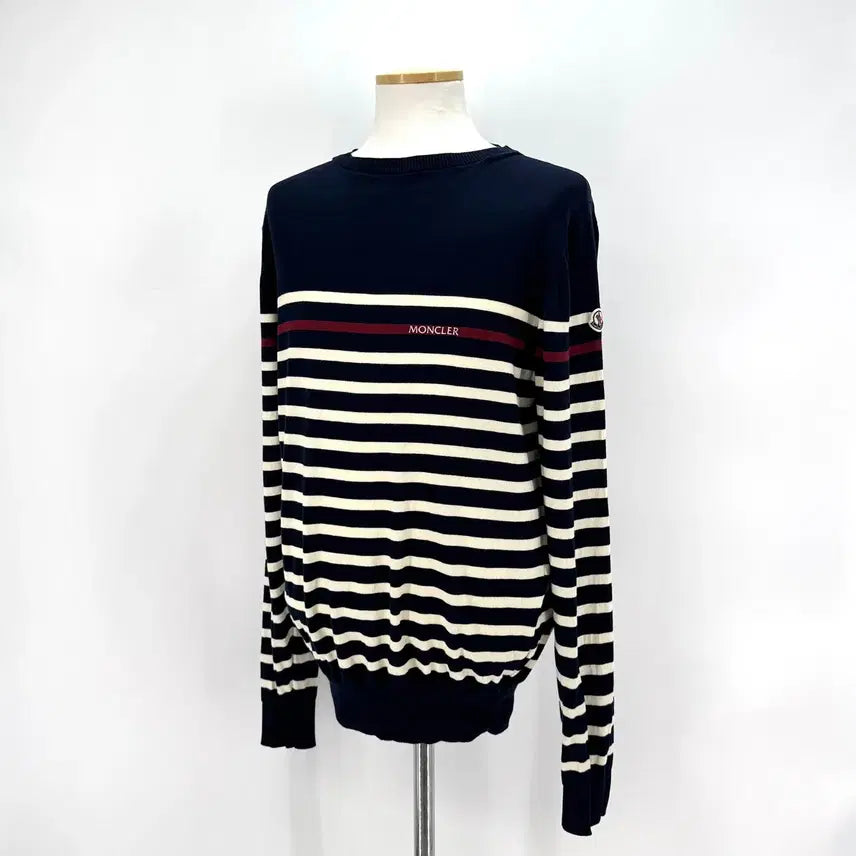 [BUNJANG] Moncler Striped Knit Sweater Navy / [XL사이즈] 몽클레어 스트라이프 니트 네이비