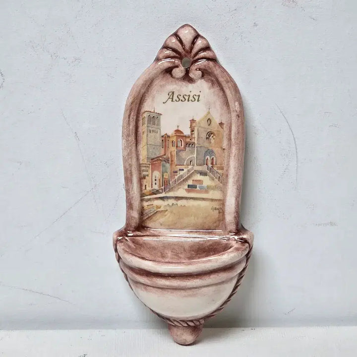 [BUNJANG] Antique Ceramic Holy Water Font with Assisi Catholic Design / 수입 앤틱 성수대 도자기 아시시 가톨릭 도자기 성수대