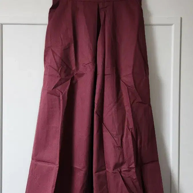 [BUNJANG] Wide Pleated Long Skirt Burgundy / 와이드 플리츠 롱스커트 버건디 새상품