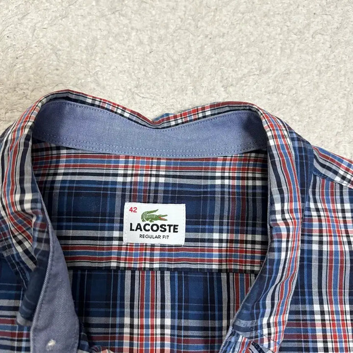 [BUNJANG] Lacoste Checkered Short Sleeve Shirt (Size 105) / 라코스테 반팔 체크 셔츠 남방 105