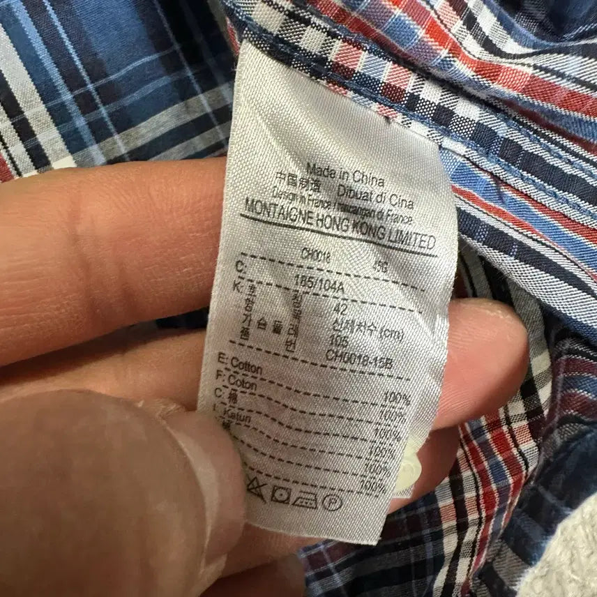 [BUNJANG] Lacoste Checkered Short Sleeve Shirt (Size 105) / 라코스테 반팔 체크 셔츠 남방 105