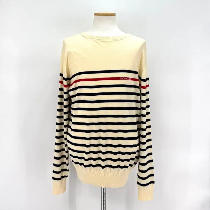 [BUNJANG] Moncler Striped Knit Sweater / [XL사이즈] 몽클레어 스트라이프 니트 아이보리