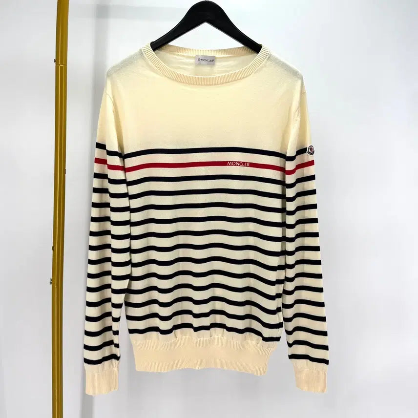 [BUNJANG] Moncler Striped Knit Sweater / [XL사이즈] 몽클레어 스트라이프 니트 아이보리