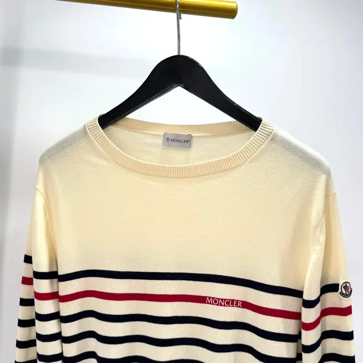 [BUNJANG] Moncler Striped Knit Sweater / [XL사이즈] 몽클레어 스트라이프 니트 아이보리