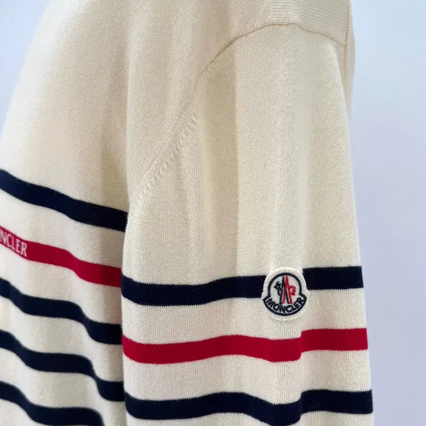 [BUNJANG] Moncler Striped Knit Sweater / [XL사이즈] 몽클레어 스트라이프 니트 아이보리