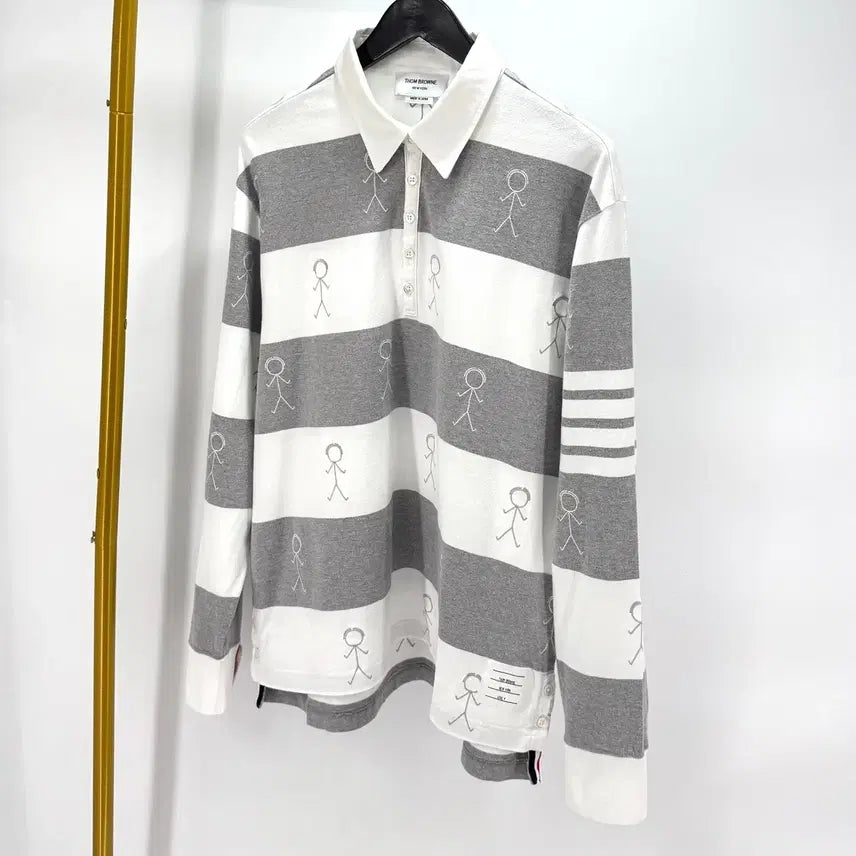 [BUNJANG] Thom Browne PK Long Sleeve Polo Shirt / [4사이즈] 톰브라운 사선 PK 긴팔 카라티 티셔츠 (MJP073E)