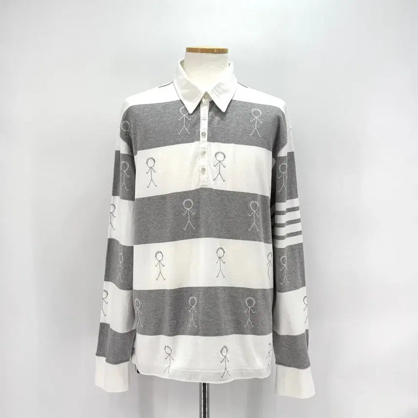 [BUNJANG] Thom Browne PK Long Sleeve Polo Shirt / [4사이즈] 톰브라운 사선 PK 긴팔 카라티 티셔츠 (MJP073E)