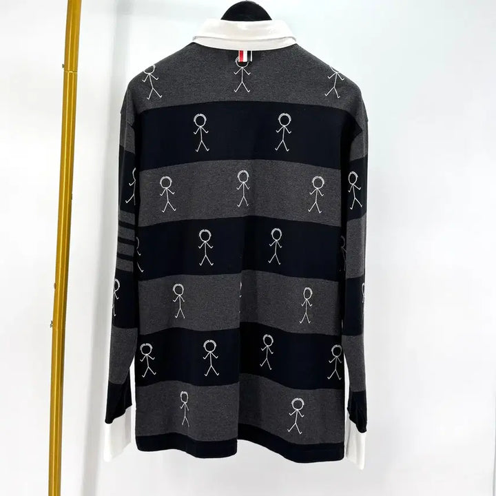 [BUNJANG] Thom Browne Striped PK Long Sleeve Polo Shirt / [4사이즈] 톰브라운 사선 PK 긴팔 카라티 티셔츠 (MJP073E)