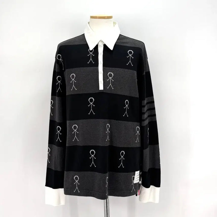 [BUNJANG] Thom Browne Striped PK Long Sleeve Polo Shirt / [4사이즈] 톰브라운 사선 PK 긴팔 카라티 티셔츠 (MJP073E)