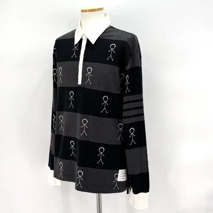 [BUNJANG] Thom Browne Striped PK Long Sleeve Polo Shirt / [4사이즈] 톰브라운 사선 PK 긴팔 카라티 티셔츠 (MJP073E)