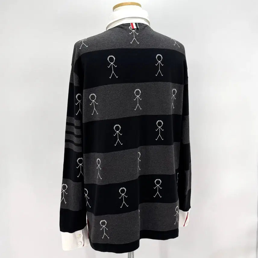 [BUNJANG] Thom Browne Striped PK Long Sleeve Polo Shirt / [4사이즈] 톰브라운 사선 PK 긴팔 카라티 티셔츠 (MJP073E)