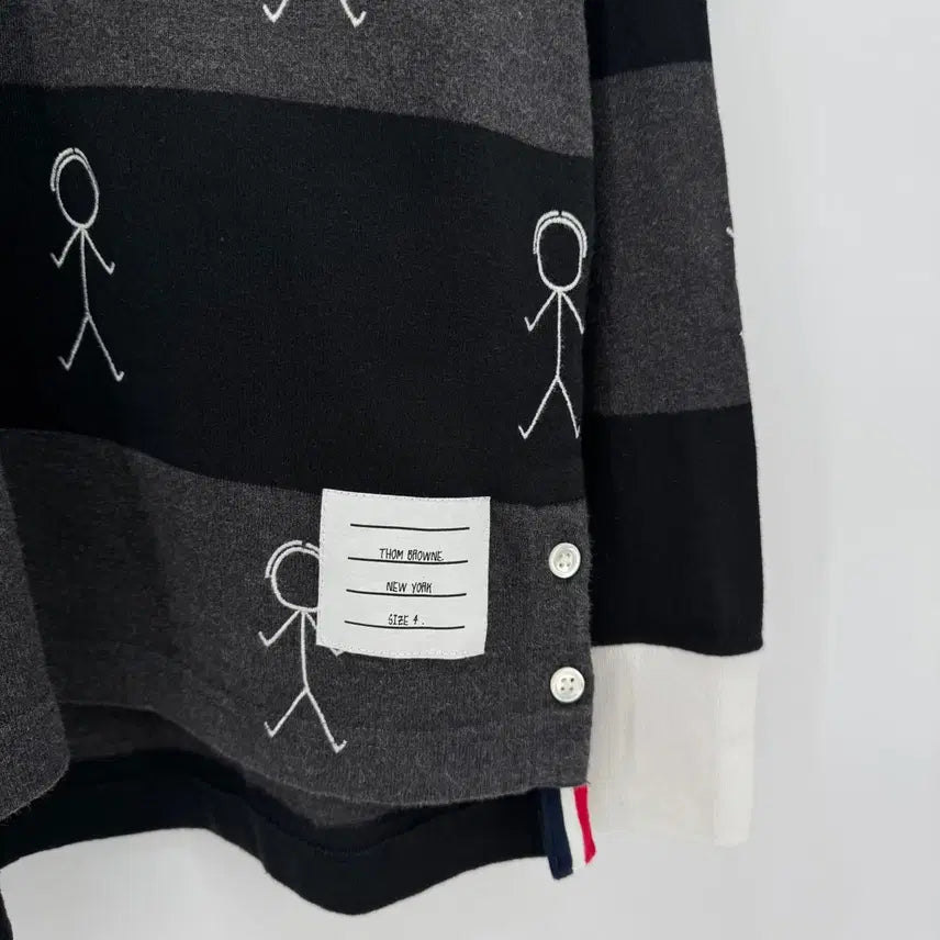 [BUNJANG] Thom Browne Striped PK Long Sleeve Polo Shirt / [4사이즈] 톰브라운 사선 PK 긴팔 카라티 티셔츠 (MJP073E)