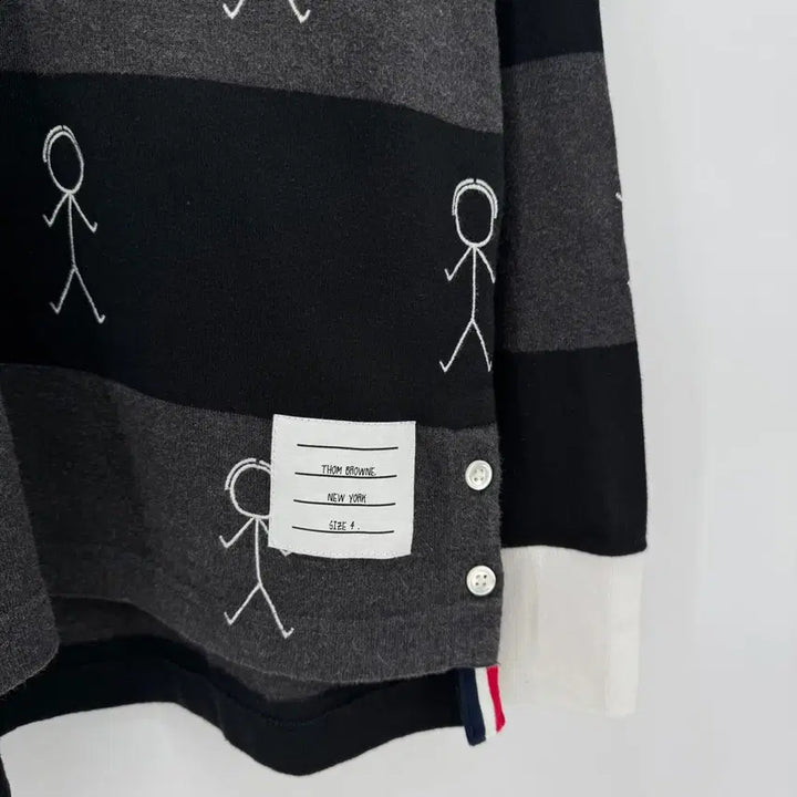 [BUNJANG] Thom Browne Striped PK Long Sleeve Polo Shirt / [4사이즈] 톰브라운 사선 PK 긴팔 카라티 티셔츠 (MJP073E)